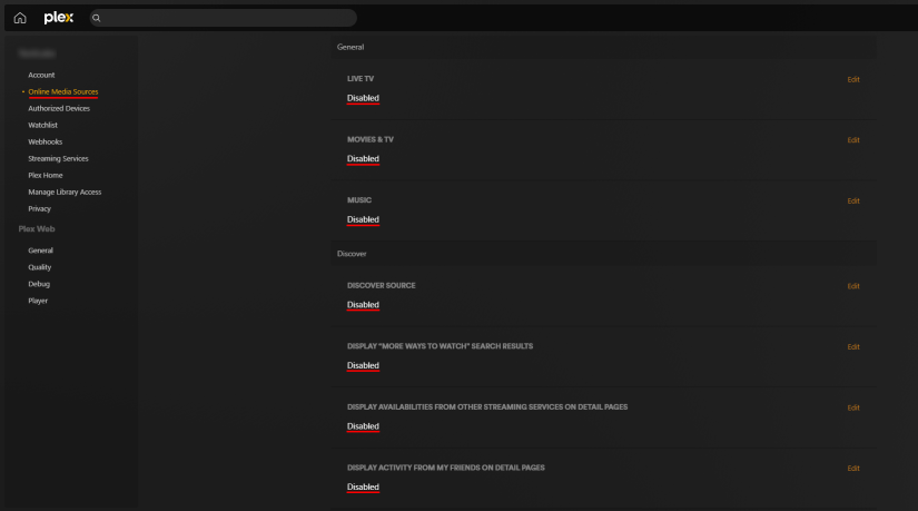 Disable Media Sources